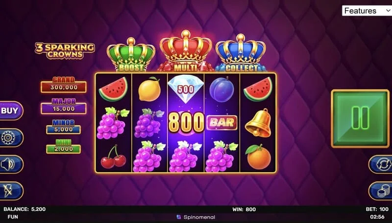 3 Sparking Crowns grunnspillgevinst