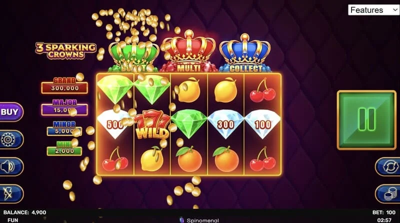 3 Sparking Crowns Wild-gevinst